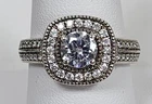 Vintage Style Sterling Silver 925 Halo Cubic Zirconia Milgrain Design Ring Sz: 9