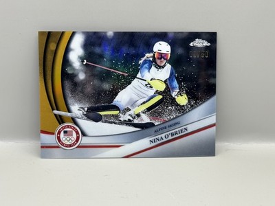 2026 Topps Chrome US Winter Olympics #15 Nina O Brien Gold Refractor #9/50