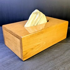 Vintage Solid Oak Wooden Tissue Holder Cover 11" 1980s