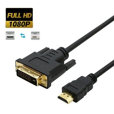 New HDMI to DVI-D 24+1 Pin Monitor Display Adapter Cable Male/Male HD HDTV 6 FT