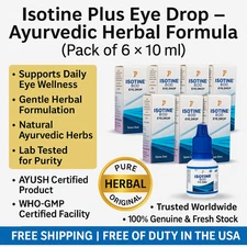 6 x Isotine Plus Eye Drops Pure Herbal 100% Genuine For Immature Cataract 10ml