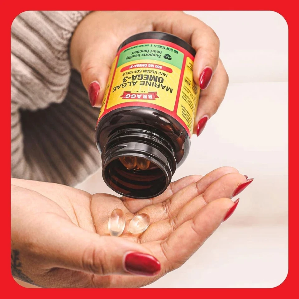 BRAGG Cápsulas Suplemento Omega-3 con DHA y EPA - 60 Cápsulas Blandas Veganas - 60 porciones Foto 4 de 4