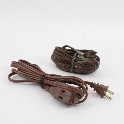 Lot of 2 Brown 2-Prong Non-Grounded Extension Cords Pre-Owned