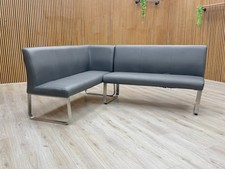 Furniture Village 'Cocoon' Dining Corner Bench Grey Leather Left Hand Facing NEW