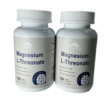 2 PACK Magnesium L Threonate  - 120x  Capsules - 2000 MG per Serving - Non-GMO