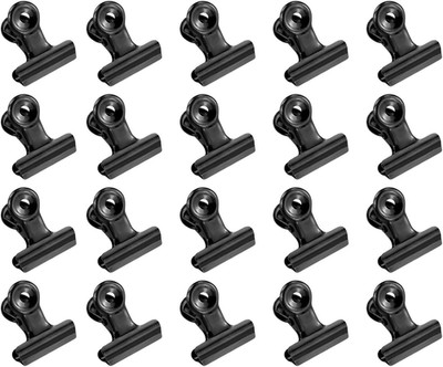20 schwarze Binder-Clips, Metall-Scharnier-Clips für Lebensmittelverpackungen, M