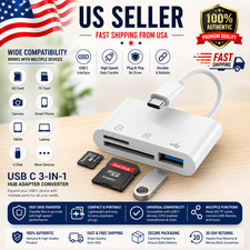 USB C 3 in 1 Hub Converter Type-C Adapter SD Card Reader For MacBook Pro Laptop