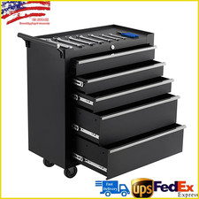 5-drawer Rolling Tool Chest Tool Box Lockable Storage Cabinet Tool Cart Wwheels