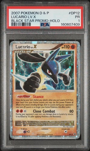 Lucario Lv.X Holo PSA 1 2007 Diamond & Pearl Black Star Promo #DP12 - LOW POP