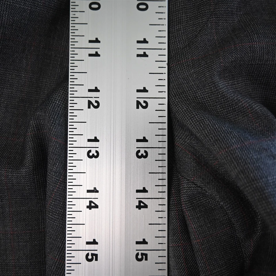 Pantalones de vestir para hombre Hickey Freeman 38x34 grises a cuadros de lana plisados con puños Foto 3 de 4