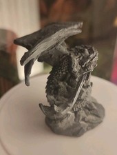 Drachenfigur Gothic, Schwarz Feuerspeiend, Dragon, Dekofigur 5cm
