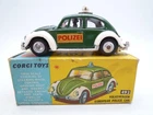 VINTAGE CORGI TOYS 492 VOLKSWAGEN BEETLE EUROPEAN POLICE CAR & ORIGINAL BOX 1966