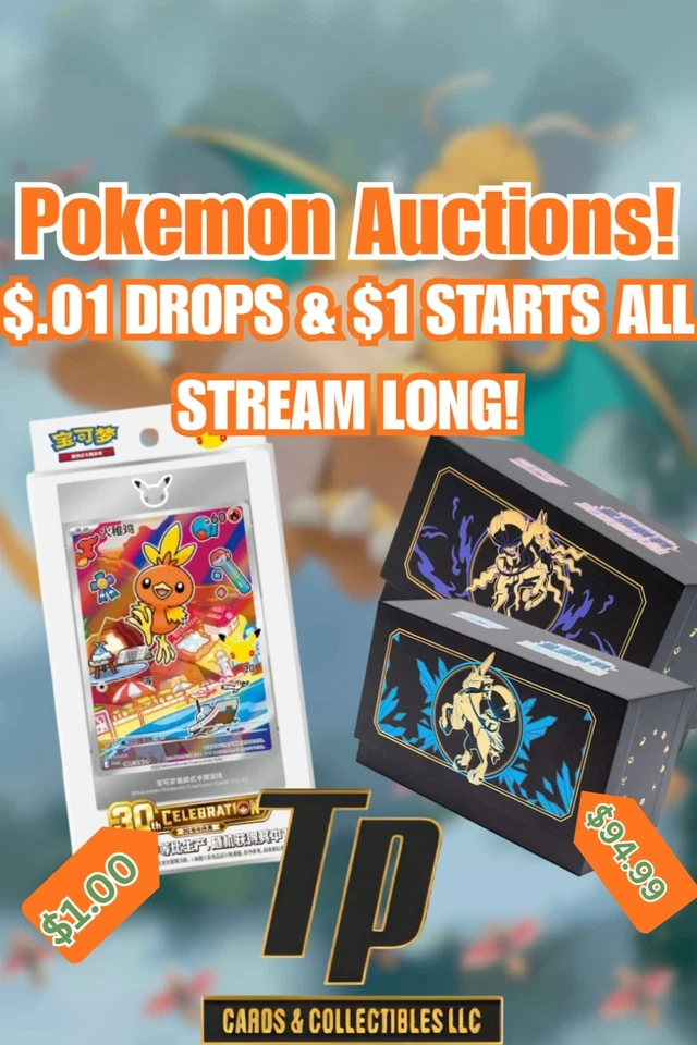 $1 Start Pokemon Auctions | Packs, Bundles, Boxes w/ JC