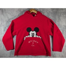 Mickey Co. Vintage Disney Mickey Mouse Peek-a-Boo Red Fleece Hoodie