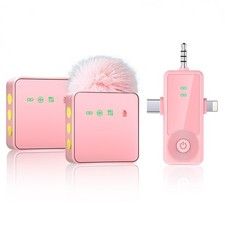 3-in-1 Wireless Microphone for iPhone/Android/Camera with Noise Cancellation,...