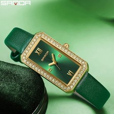 Exquisite square diamond inlaid dial steel strap quartz waterproof women's watch