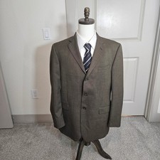 Burberry London Mens 44 Long Brown 100 Wool Super 100s 3 Button Blazer Jacket