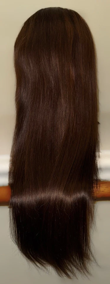 Шикарный, 100% человеческих волос, 26 дюймов, шоколадно-коричневый, прямой стиль, 210% плотность парик - Изображение 3 из 4