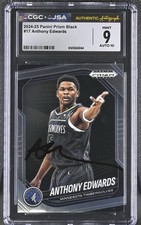 Anthony Edwards Signed Prizm Black Card CGC JSA 10 Auto Autographed 2024-25 17