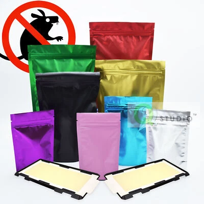 QQ STUDIO Zip Seal Packaging Bags, Stand Up Mylar Smell Proof Foil Storage Pouches 100/pk