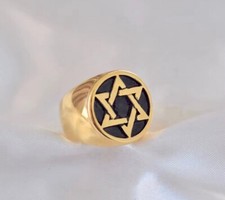 Star of David 18k Gold Plated Men's ring.