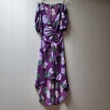 Women's Crepe Short Sleeve Midi Dress - A New Day Plum Floral New Small