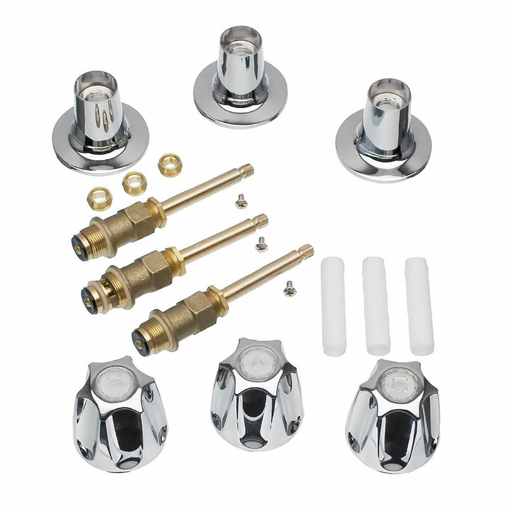 Price Pfister Verve Bathroom Faucet Repair Kit – 3-Piece Silver Trim Set With Stems & Handles