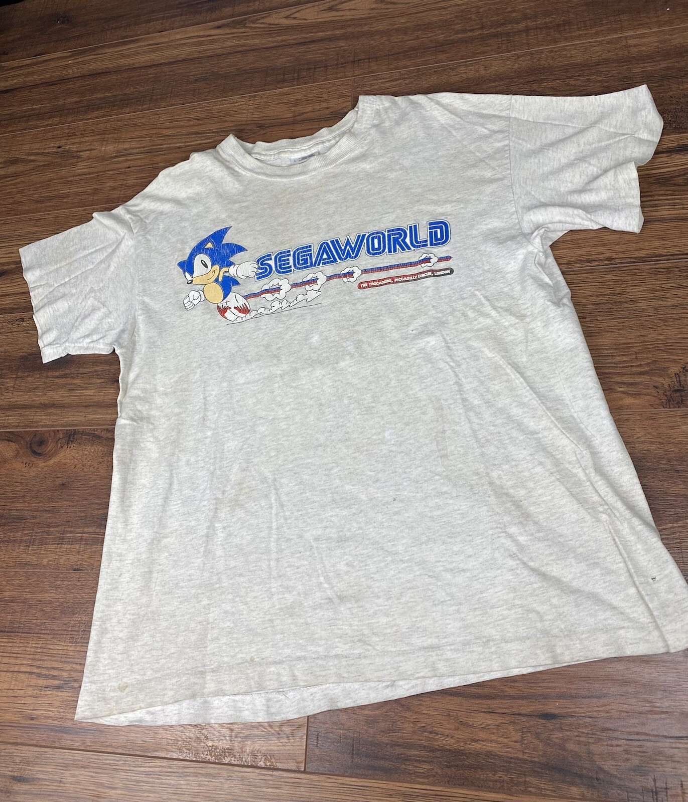 SONIC Sonic character print T-shirt Men's XL size cotton white type Vintage Second Hand