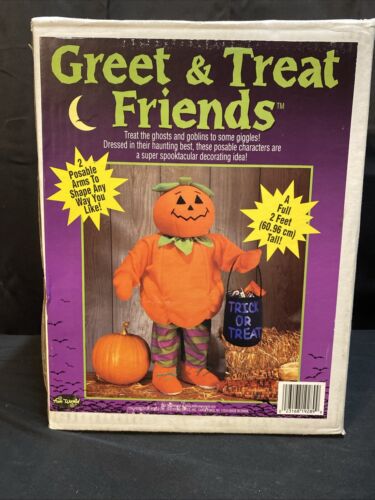 Fun World Greet & Treat Friends Pumpkin 24"Posable Halloween Greeter New Open