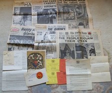Vintage 1953 Queen Elizabeth II Coronation Ticket  newspapers & letters