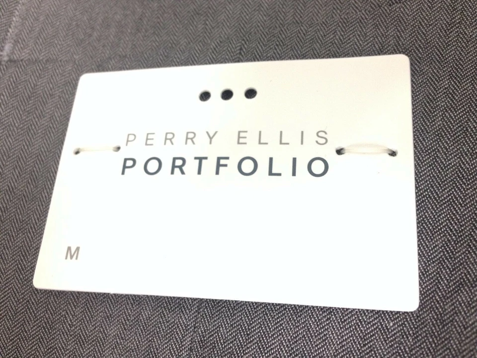 Perry Ellis Portfolio Men Gray Herringbone 5-Button Suit Vest Waistcoat Size M - Image 3 of 4