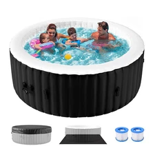 SUNYRISY 4 Person Inflatable Portable Hot Tub Leak-Proof PVC Outdoor Round Spa