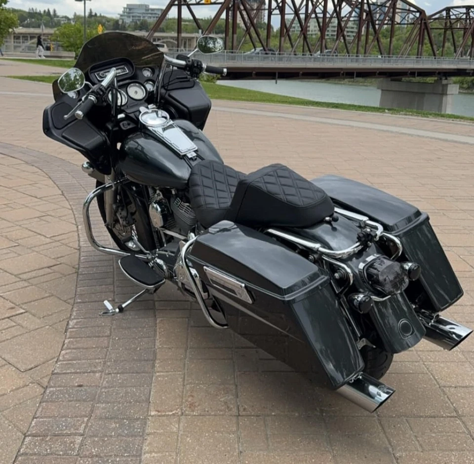 1-Piece Seat Full Black Stitch For Harley Electra Road Glide FLTR / FLHT 1997-07 Foto 4 de 4