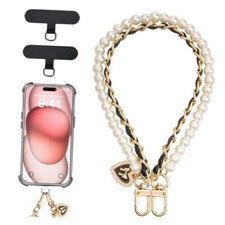 TiMOVO Beaded Pearls Phone Lanyard Wrist Strap for Phone Case, Adjust-black