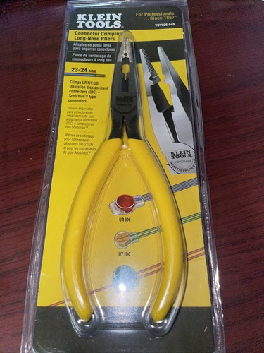 Klein Tools VDV026-049 6in. Long Nose Connector Crimping Pliers w/ Skinning Hole - Bild 2 von 3