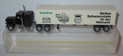 WIKING HO 1/87 PETERBILT TRUCK CONTAINER SEMI TRAILER SIEMENS US TRUCK 527/129