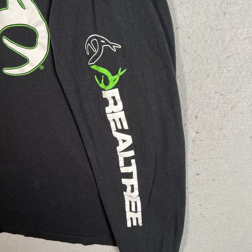 Real Tree Hunting T Shirt Adult Large Black Long Sleeve Mens - Picture 3 of 9