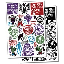 Zombies Vampires Werewolf Halloween Monsters Temporary Tattoo Fake Body Art Set