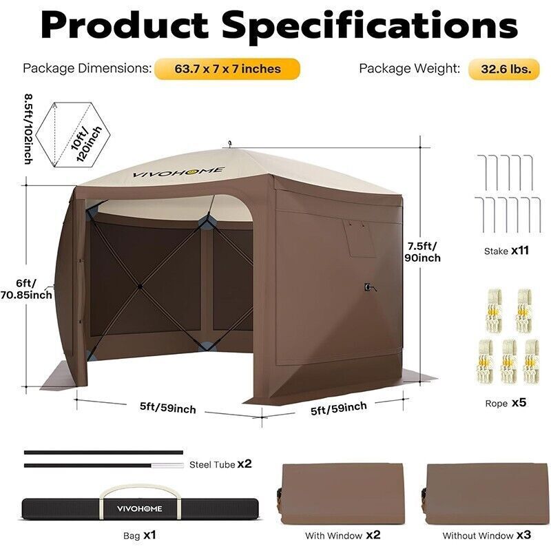 Pop Up Party Tent Patio Screen House 6 Wallsides
