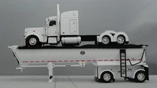 DCP 1/64 White Black Peterbilt 389 Mac Spread Axle Round Dump Trailer 60-1739