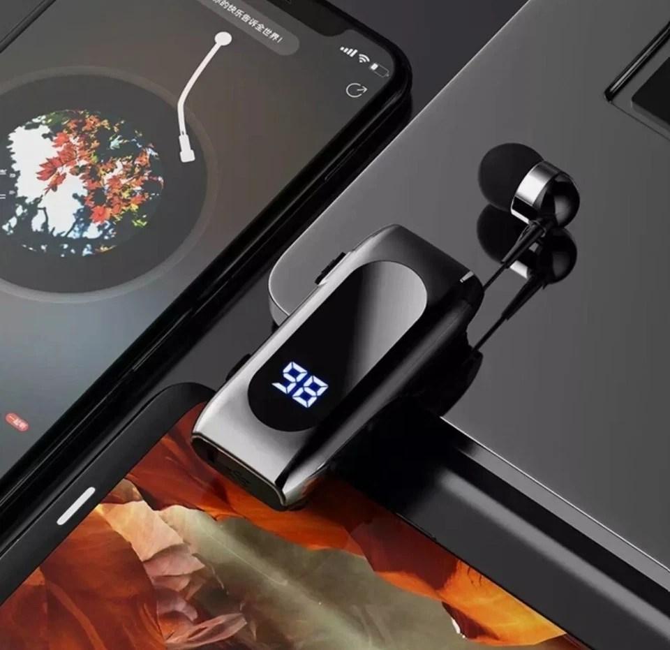 AURICOLARE CUFFIA BLUETOOTH RETRATTILE WIRELESS CLIP VIBRAZIONE iOS ANDROID K55 - Immagine 4 di 4