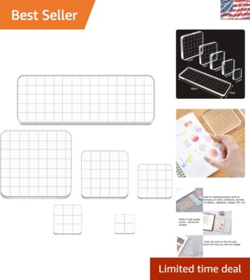 6-Piece Clear Acrylic Stamping Block Set with Grid Lines for Crafting Precision