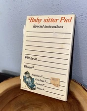 Vintage Baby sitter pad new old stock 1978 cat Fran Mar Pen & Pad