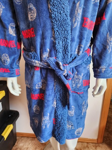 Marvel Comics Mens Blue Printed Fleece Dressing Gown Robe Size M New - Picture 3 of 6