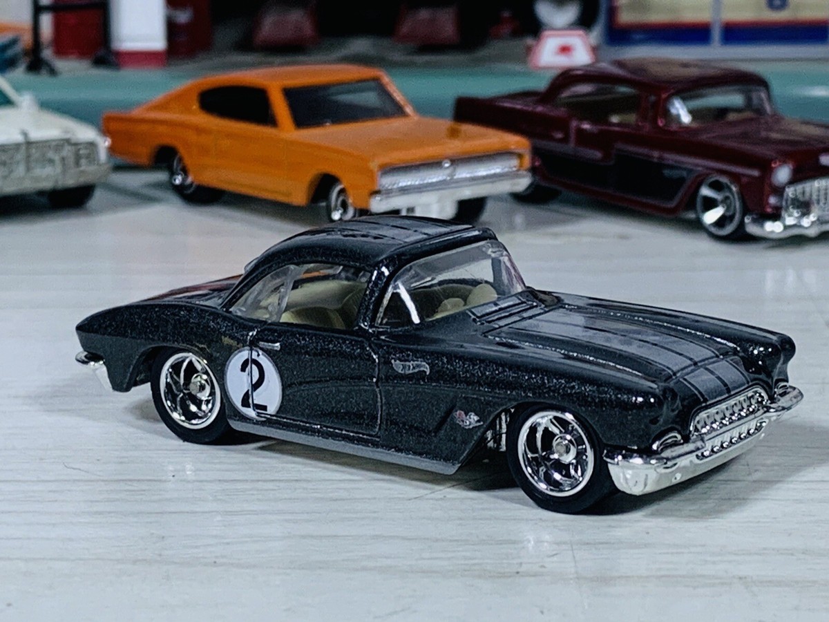 Hot Wheels 62 Corvette Black Then and Now 2023 N Case Custom Wheel
