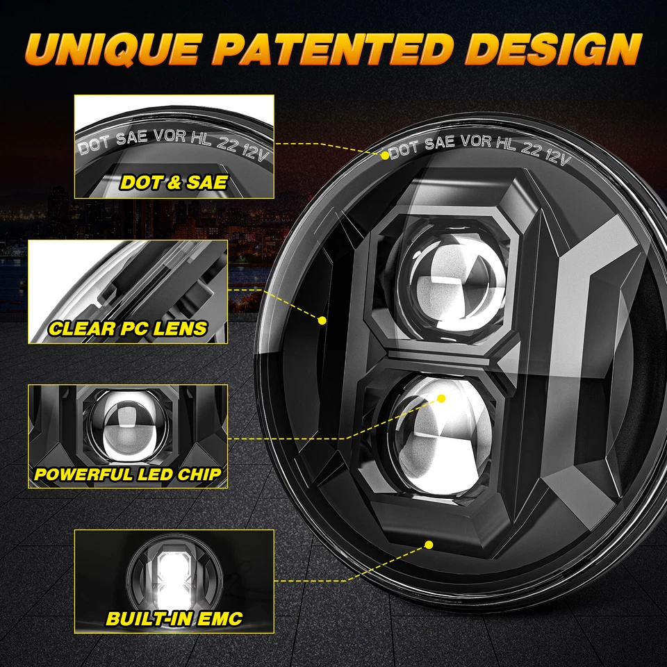 Nuevo par de faros LED redondos de 7"" 6024 alto/bajo para camioneta Chevy C10 C20 C30 DOT Foto 4 de 4