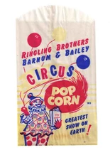 1950s RINGLING BROTHERS BARNUM & BAILEY CIRCUS POP CORN BAG NOS !