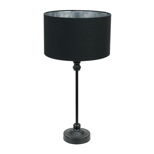 Black Candlestick Table Lamp Light Fabric Lampshade Metallic Inner LED Bulb - Picture 5 of 27