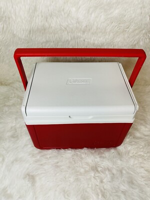 VTG Coleman Cooler Ice Chest Lunch Box 6 Pack Cans Flip Top Red