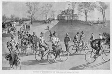 BICYCLING ON RIVERSIDE DRIVE NEW YORK BICICLETTA ANTICA STORIA TANDEM POLIZIA